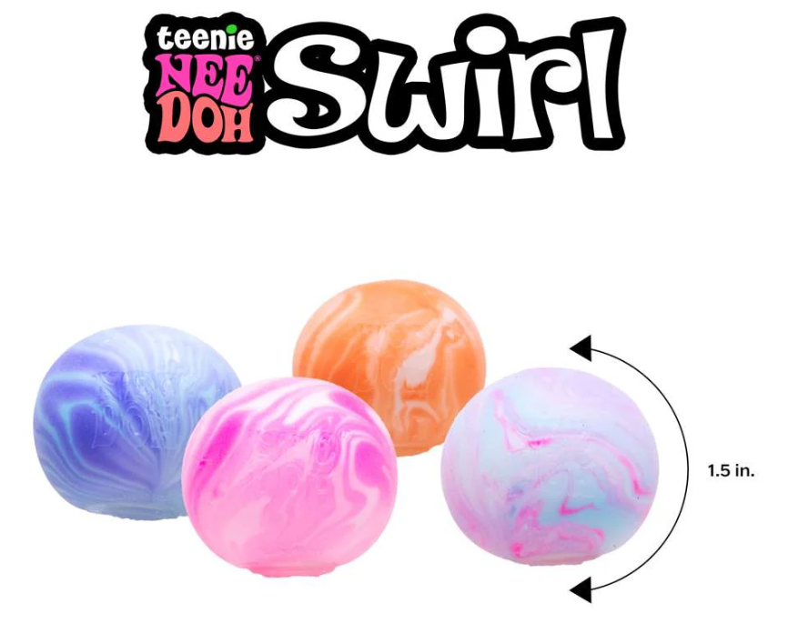 NeeDoh Swirl Teenie Classic Groovy Glob Marbled Look Stress Ball 4-Pack
