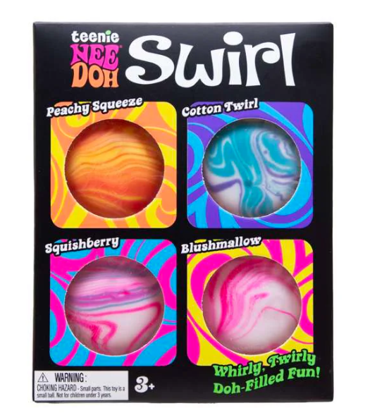 NeeDoh Swirl Teenie Classic Groovy Glob Marbled Look Stress Ball 4-Pack