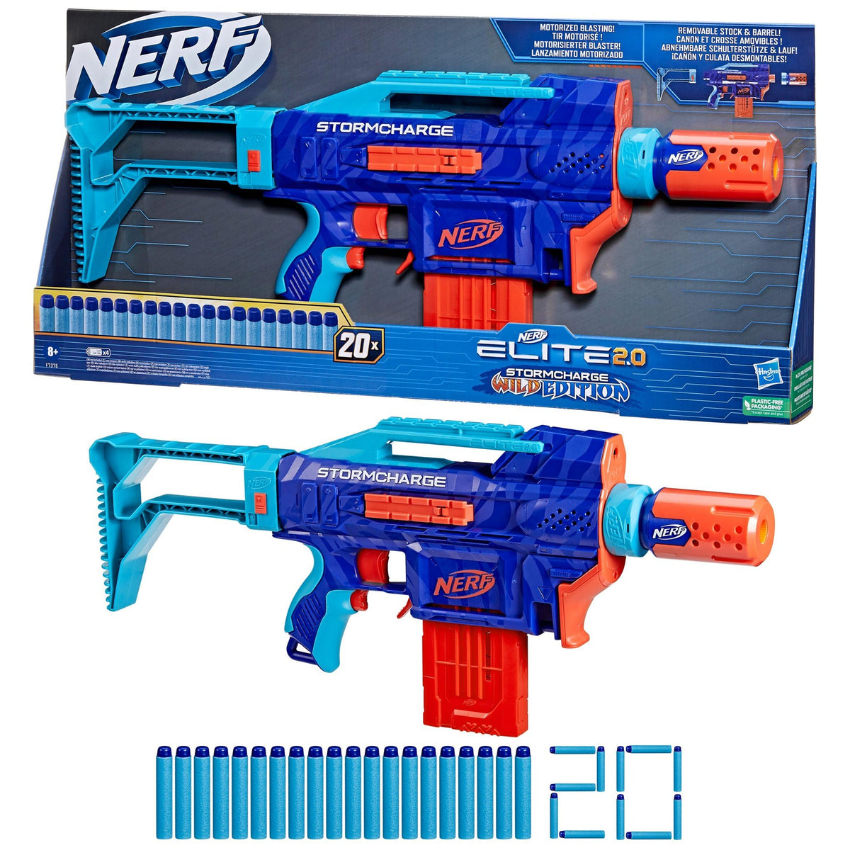NERF Elite 2.0: Stormcharge Wild Edition, Motorized Blaster