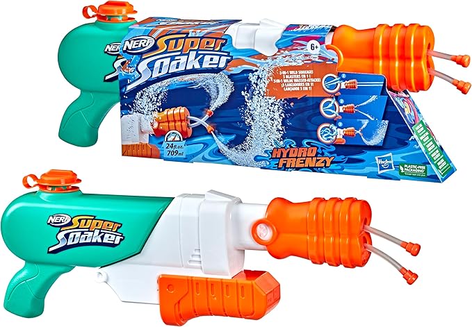 Nerf Super Soaker Hydro Frenzy Water Blaster, Wild 3-In-1 Soaking Fun