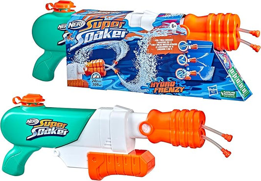 Nerf Super Soaker Hydro Frenzy Water Blaster, Wild 3-In-1 Soaking Fun