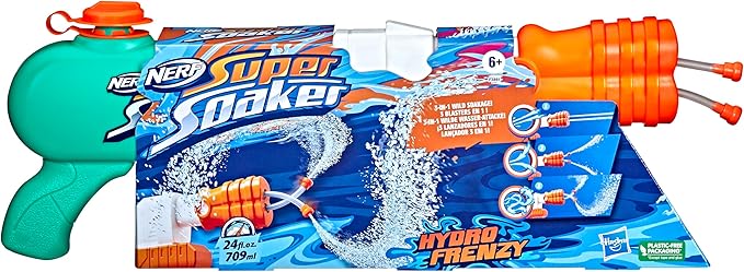 Nerf Super Soaker Hydro Frenzy Water Blaster, Wild 3-In-1 Soaking Fun