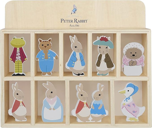 Orange Tree Toys: Peter Rabbit Baby Gifts - Wooden Characters & Display Shelf