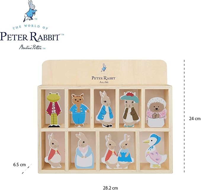 Orange Tree Toys: Peter Rabbit Baby Gifts - Wooden Characters & Display Shelf