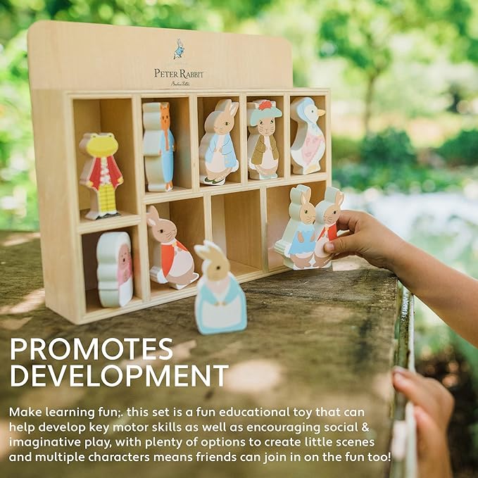 Orange Tree Toys: Peter Rabbit Baby Gifts - Wooden Characters & Display Shelf