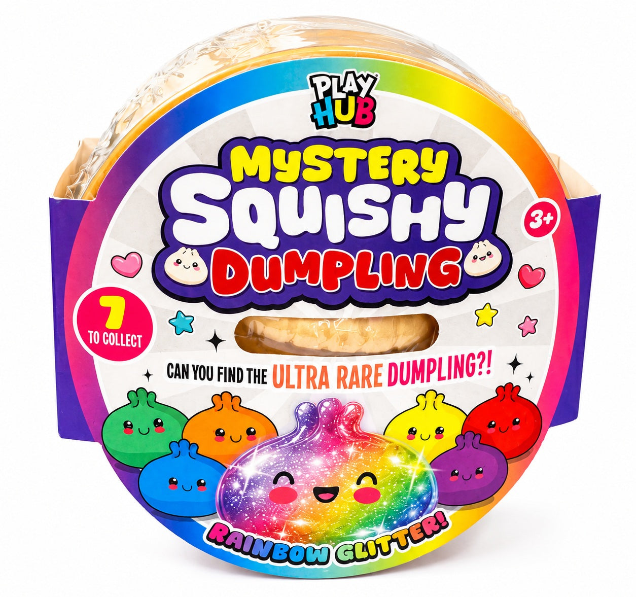 PlayHub Mystery Squishy Dumpling, Rainbow Glitter - Single Pack