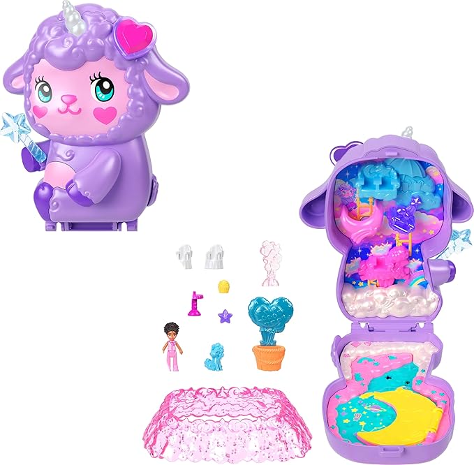 Polly Pocket Dolls & Playset, Cozy Dreamland Lamb Compact