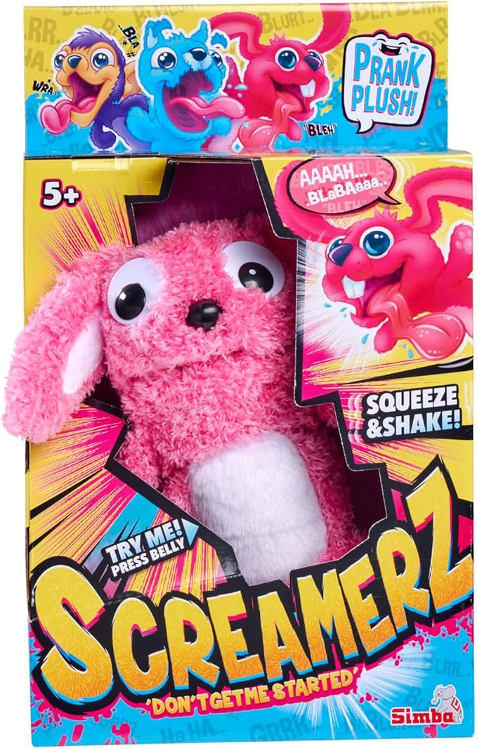 SCREAMERZ Prank Plush - Rambling Rabbit 30cm Interactive Plush (Pink Rabbit)