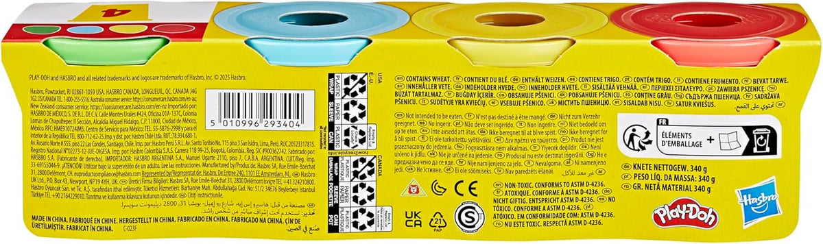 Play-Doh 4 Pack 85 Gram Classic Colours, Red Yellow Blue Green