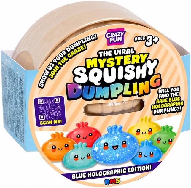 RMS The Original Viral Mystery Squishy Dumpling, Blue Holographic Edition