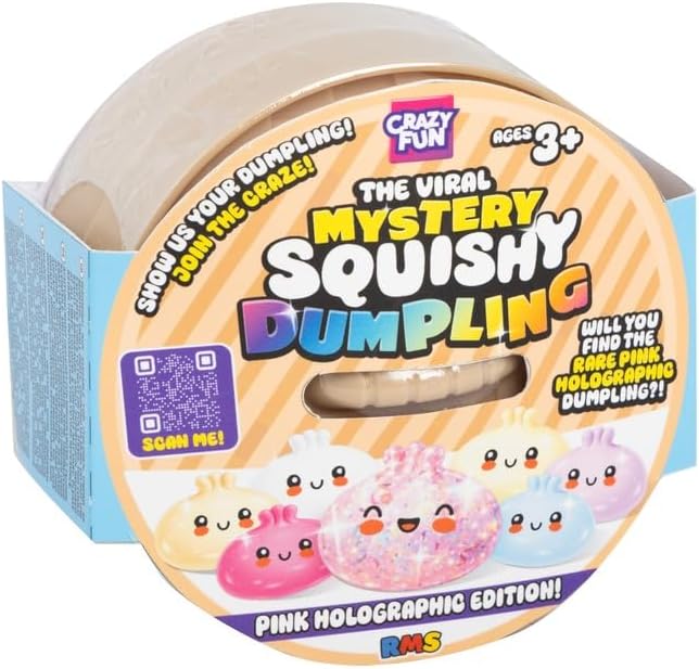 RMS The Original Viral Mystery Squishy Dumpling, Pink Holographic Edition - Single Pack