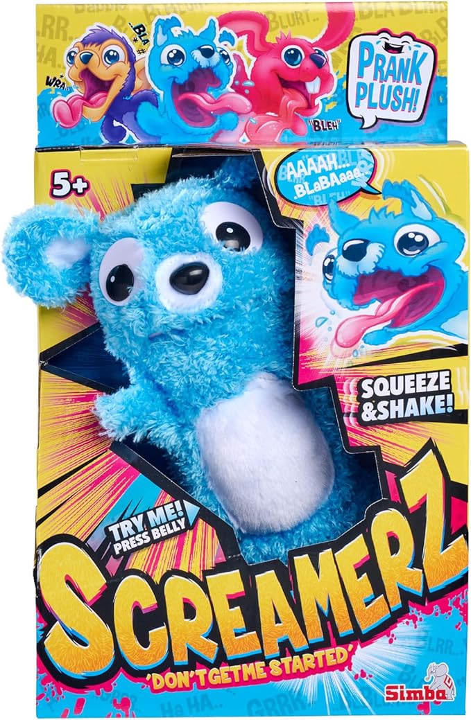 SCREAMERZ Prank Plush - Babbling Bear 30cm Interactive Plush (Blue Bear)