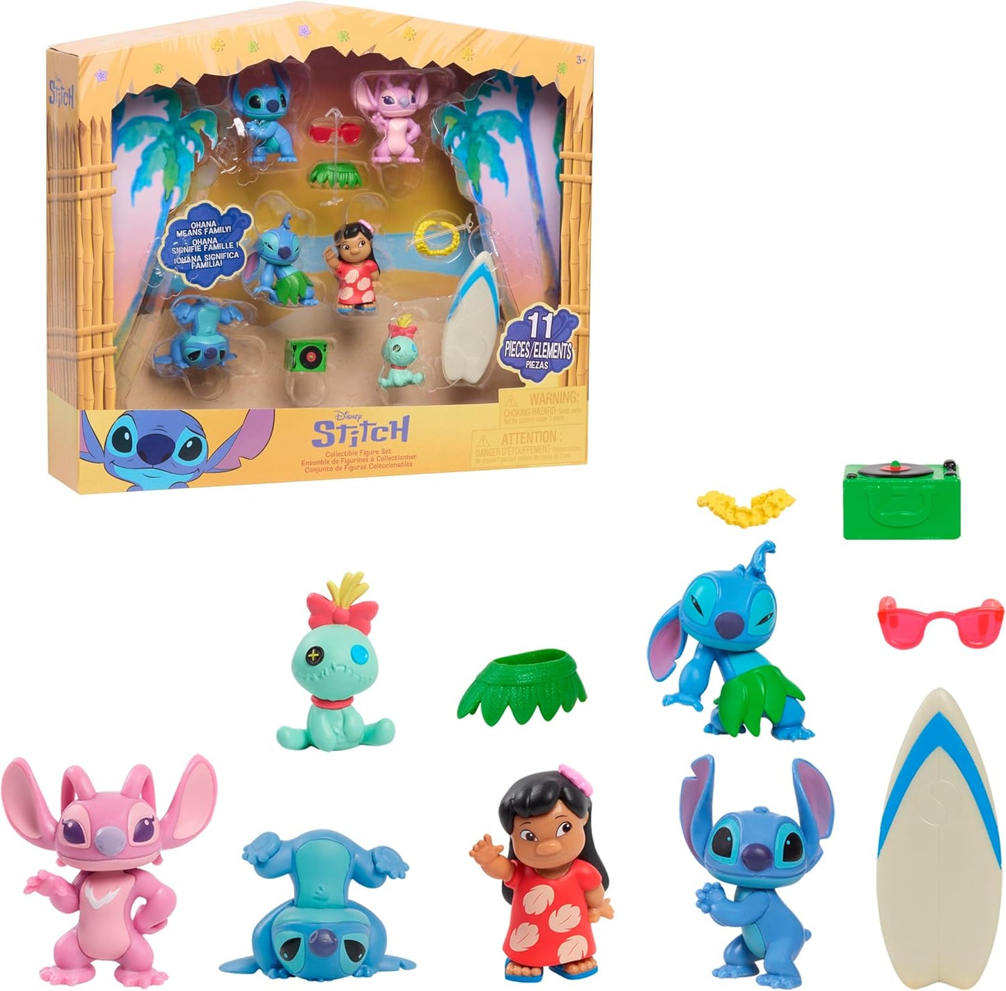 Disney Stitch Collectible Figure Set with Accessories, 11-pieces, 2-inch Figurines, Collectible