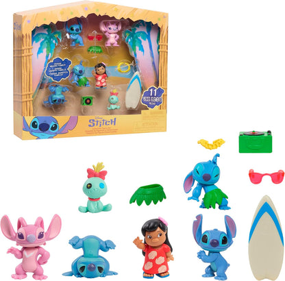 Disney Stitch Collectible Figure Set with Accessories, 11-pieces, 2-inch Figurines, Collectible