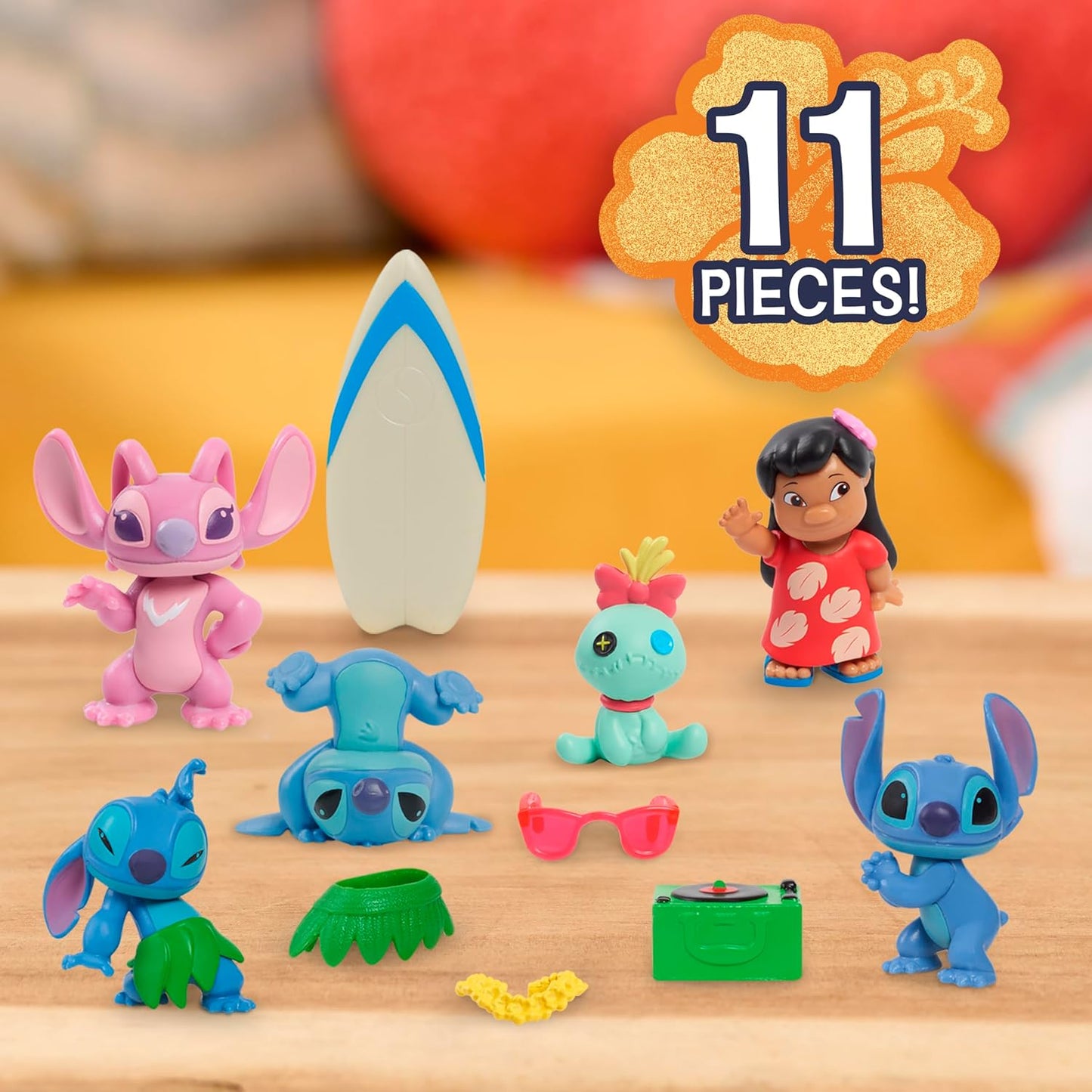 Disney Stitch Collectible Figure Set with Accessories, 11-pieces, 2-inch Figurines, Collectible