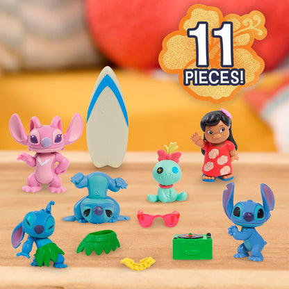 Disney Stitch Collectible Figure Set with Accessories, 11-pieces, 2-inch Figurines, Collectible
