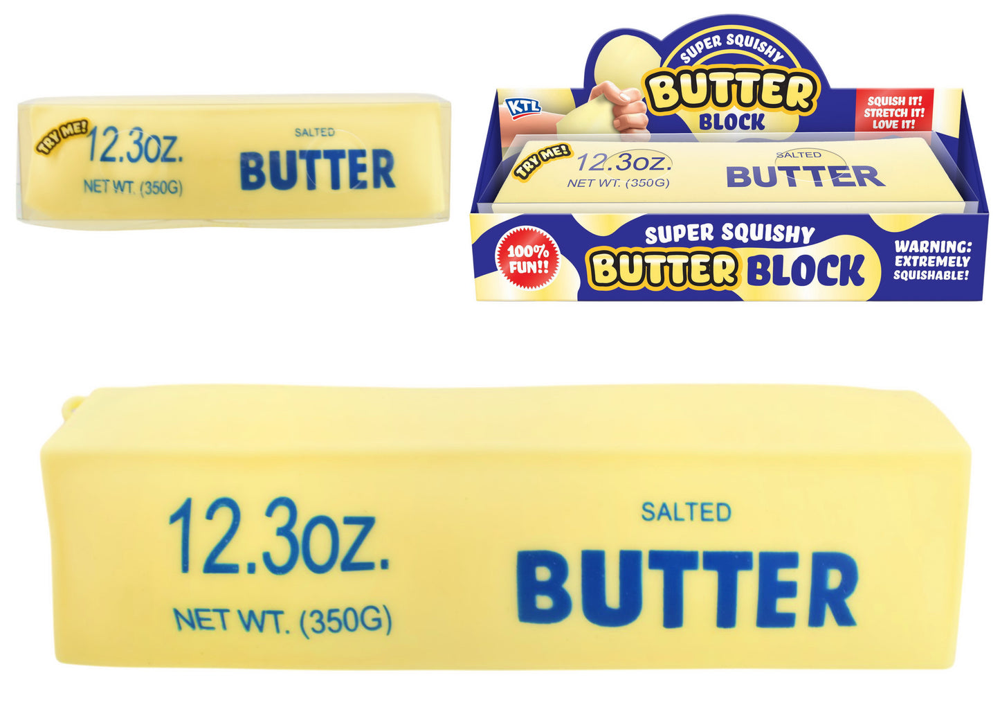 KTL - 21cm Large Super Squishy Butter Block In Clear Box (1 Single)