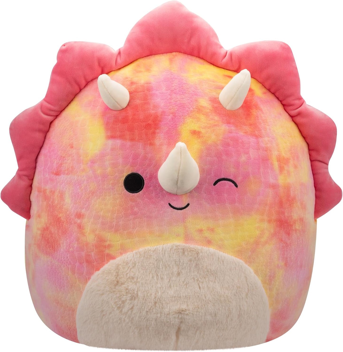 Squishmallows 16 Inch Plush - Trinity The Winking Pink Tie-Dye Triceratops with Fuzzy Belly