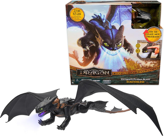 Dreamworks Dragons, How to Train Your Dragon, Ultimate Plasma Blast Toothless, 15” Wings with Lights & Sounds Action Figure