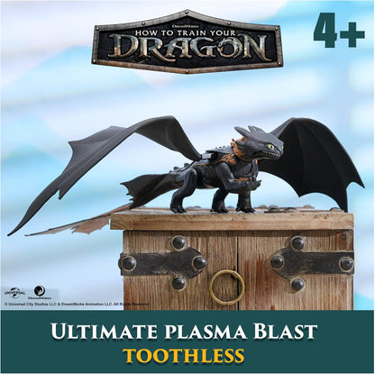 Dreamworks Dragons, How to Train Your Dragon, Ultimate Plasma Blast Toothless, 15” Wings with Lights & Sounds Action Figure