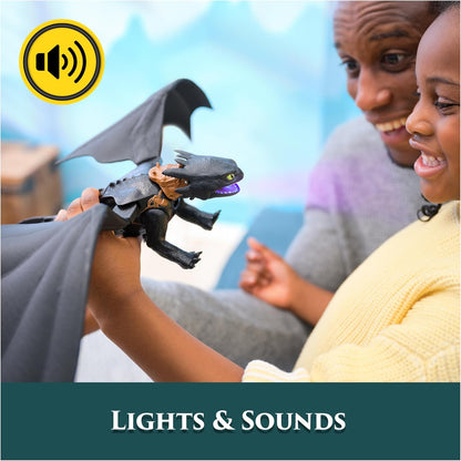 Dreamworks Dragons, How to Train Your Dragon, Ultimate Plasma Blast Toothless, 15” Wings with Lights & Sounds Action Figure
