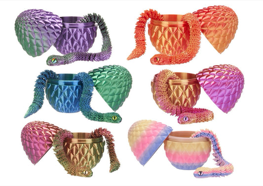 Colorful textured with 3D Snakes with egg on a white background