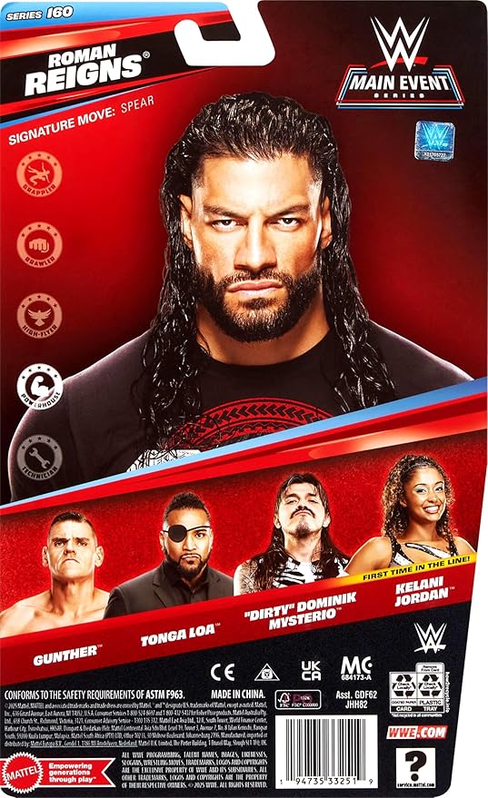 Mattel WWE Roman Reigns Action Figure, Main Event Series #160, 6-inch Collectible Superstar