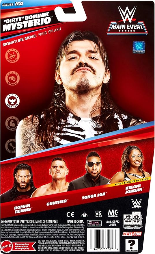 Mattel WWE “Dirty” Dominik Mysterio Action Figure, Main Event Series #160, 6-inch Collectible Superstar