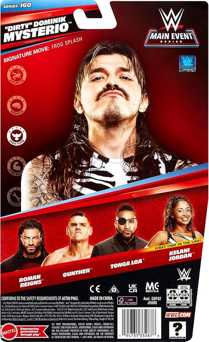 Mattel WWE “Dirty” Dominik Mysterio Action Figure, Main Event Series #160, 6-inch Collectible Superstar