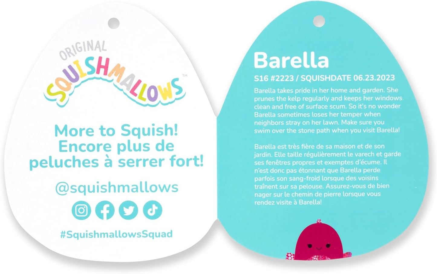 Squishmallows 16 Inch Plush - Barella Raspeberry Betta Fish