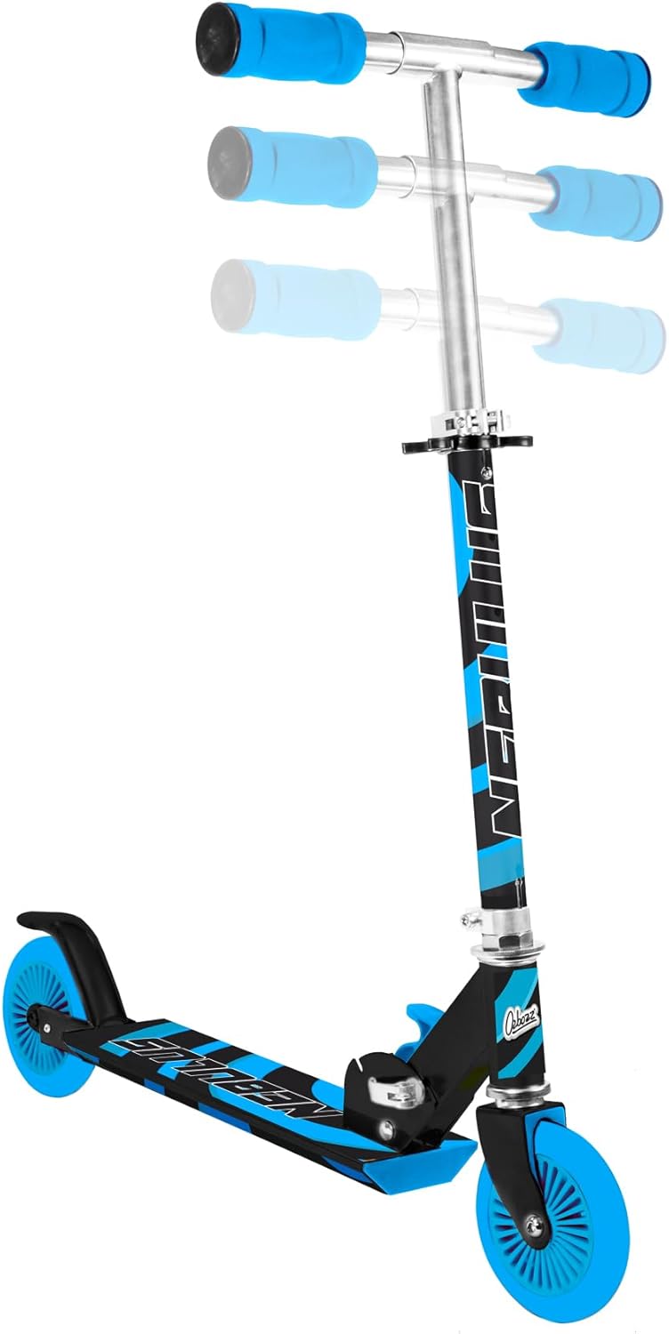 Ozbozz Nebulus Kids Scooter - Black and Blue - Chrome Finish