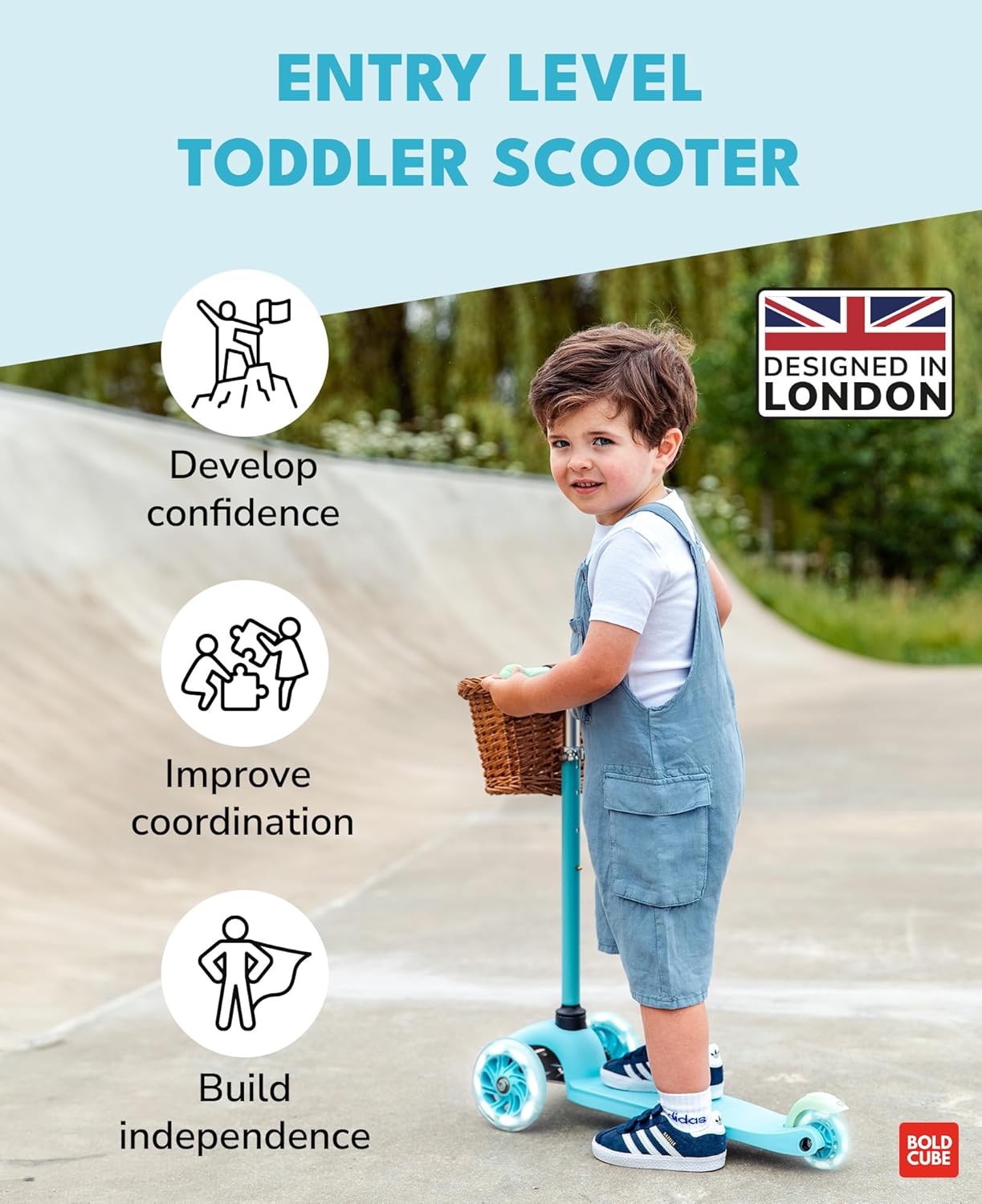 BOLDCUBE Teeny | 3 Wheel Mint Scooter for Kids & Toddlers