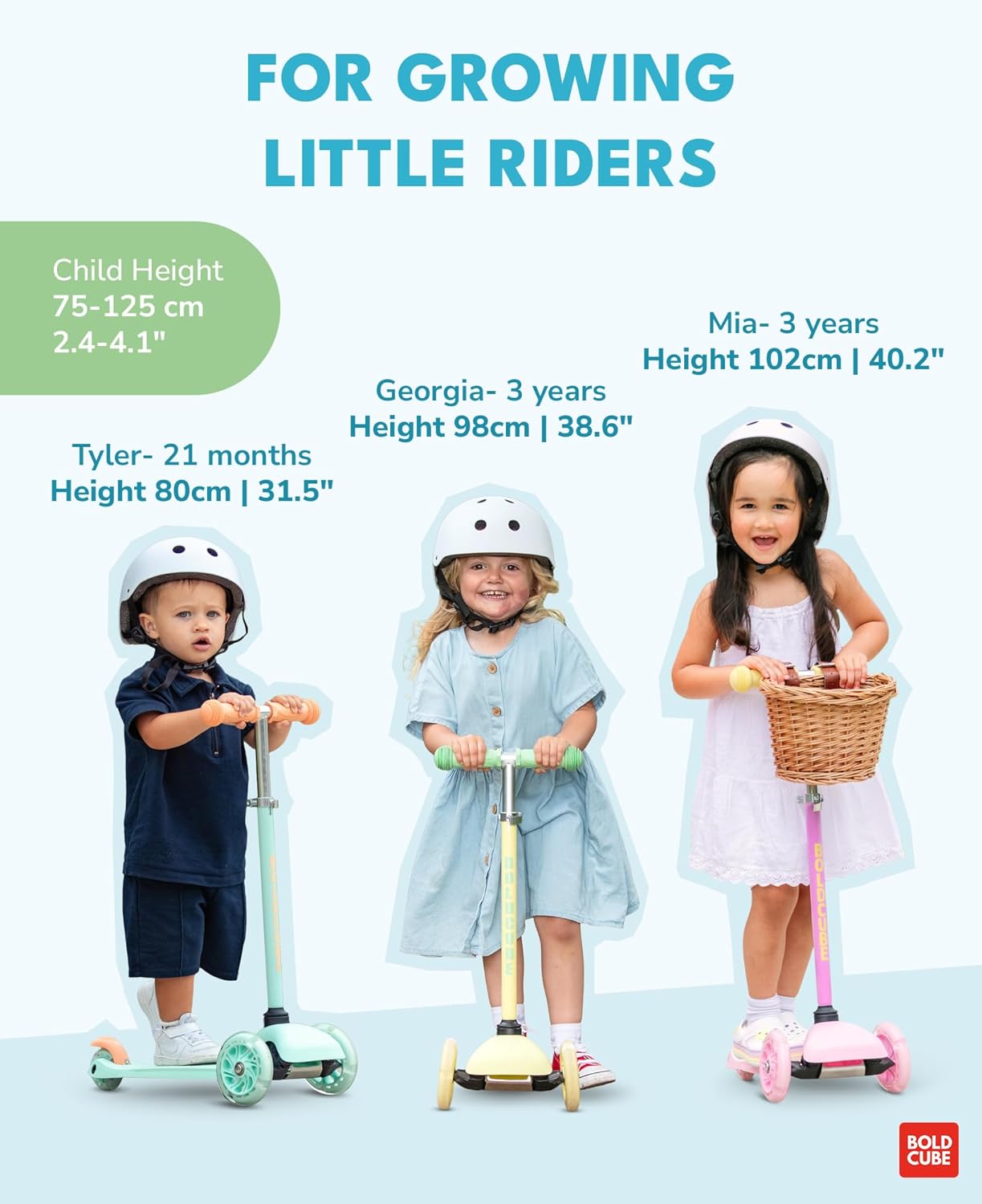 BOLDCUBE Teeny | 3 Wheel Mint Scooter for Kids & Toddlers