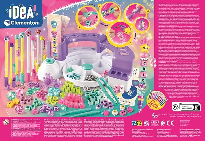 Clementoni The Message Pens – Customise Colourful Pens with Beads, Stickers and Letters for Kids 6+