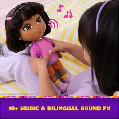 Dora Sing & Explore Doll, 2+ Songs & 12+ Sounds - Spanish Box Packaging