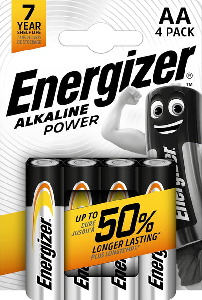 Energizer Alkaline Power AA Batteries, 4 Pack