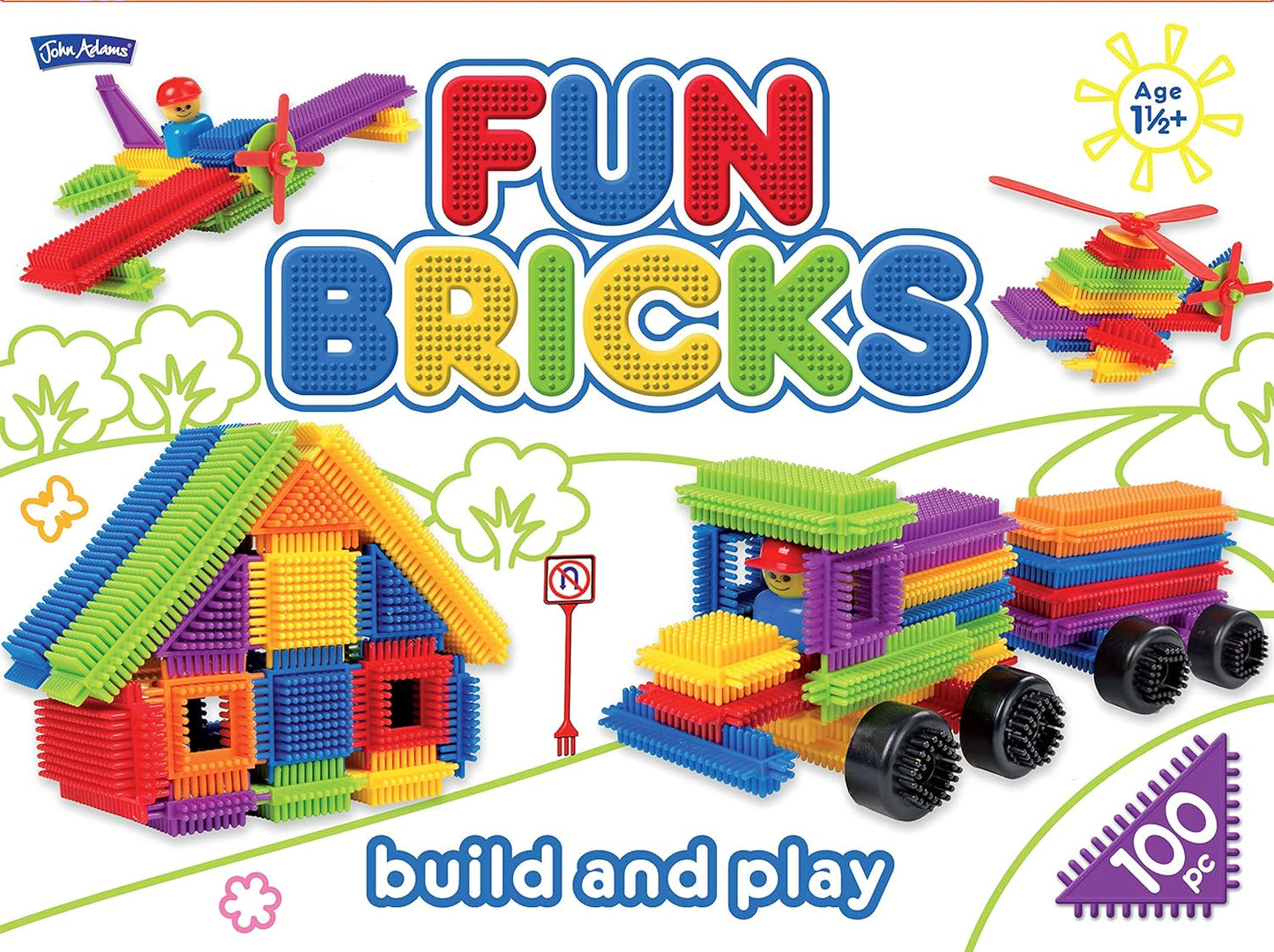 John Adams | Fun Bricks 100 Piece Set: Build and play | Preschool Building Block