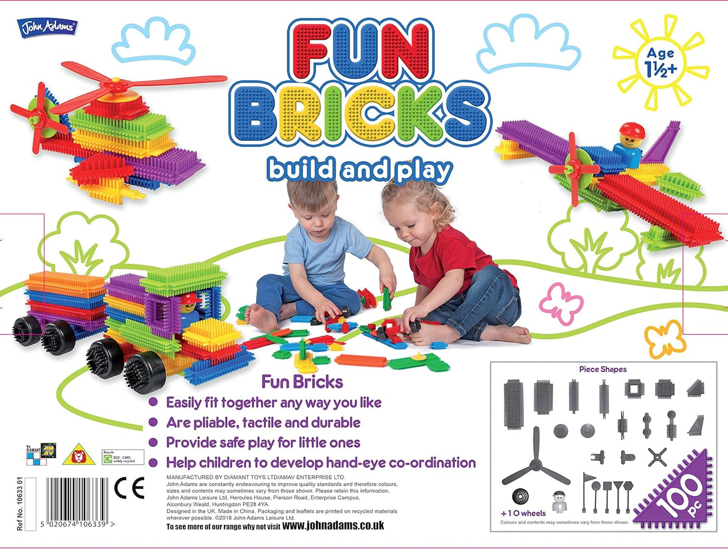 John Adams | Fun Bricks 100 Piece Set: Build and play | Preschool Building Block