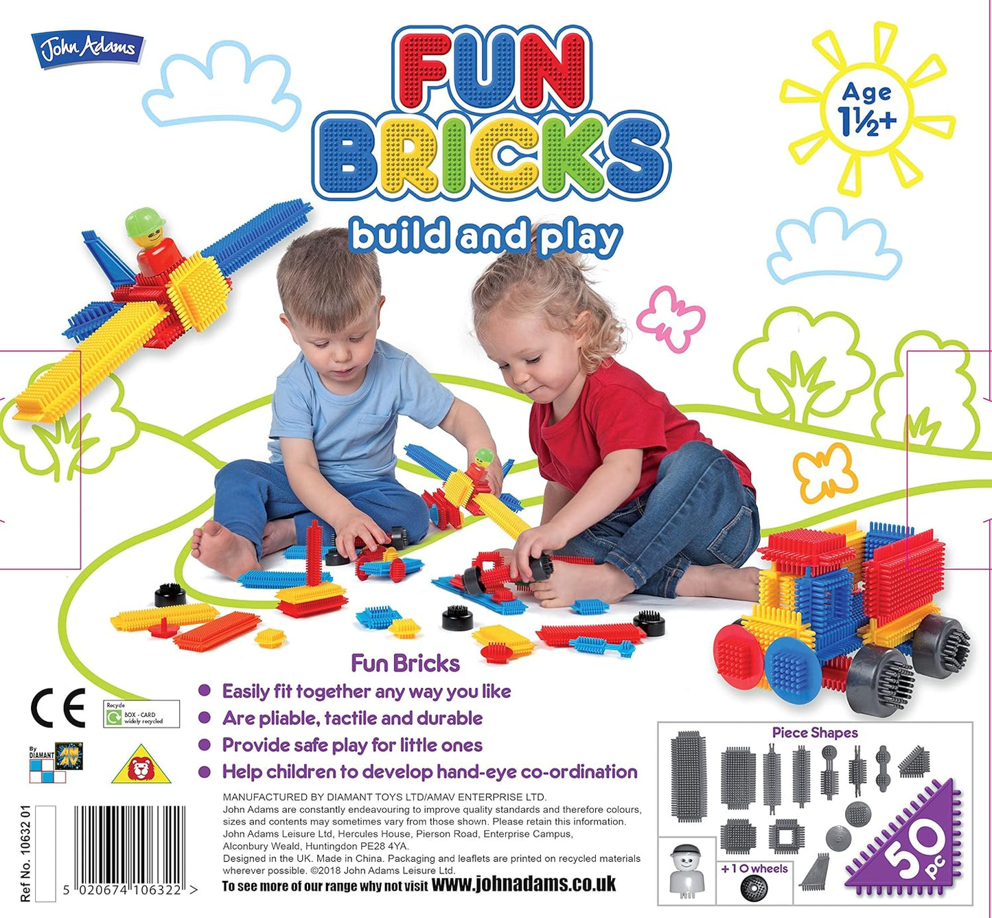 John Adams | Fun Bricks 50 Piece Set: Build and Play