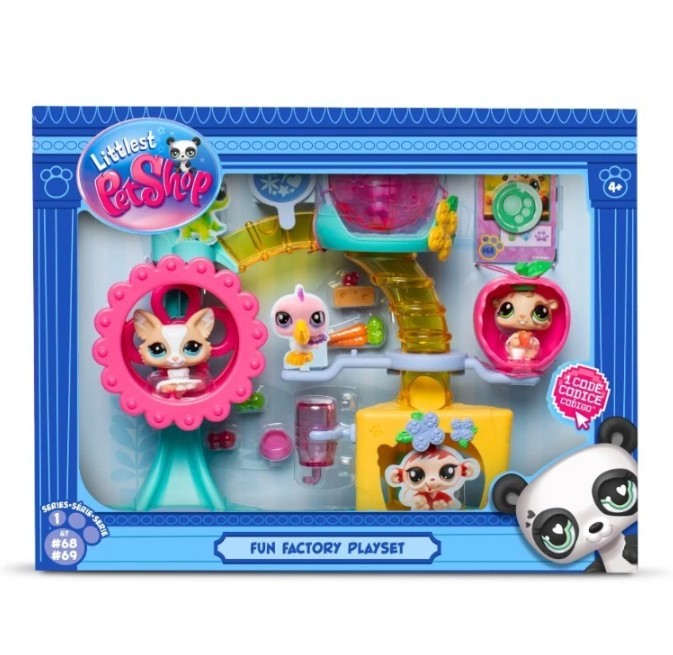 Littlest Pet Shop Fun Factory Playset | LPS Playset With 2 Exclusive Pet Mini Figures 10 Accessories 1 Collector Card