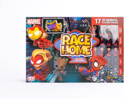Marvel Race Home Board Game, The Fast Ludo Game! Includes 16x 3D Superheroes And 1x Thanos Playing Piece