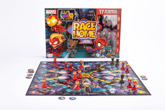 Marvel Race Home Board Game, The Fast Ludo Game! Includes 16x 3D Superheroes And 1x Thanos Playing Piece