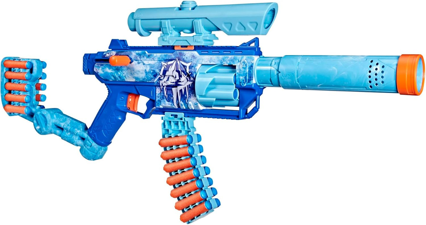 Nerf Loadout FrostFusion Blaster, 4 Interchangeable Attachment Accessories, 30 Nerf N1 Darts