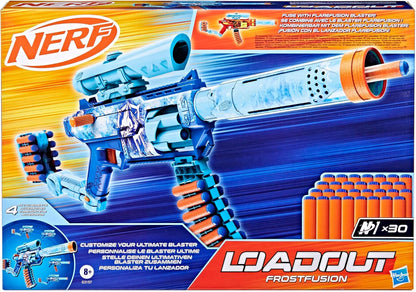 Nerf Loadout FrostFusion Blaster, 4 Interchangeable Attachment Accessories, 30 Nerf N1 Darts