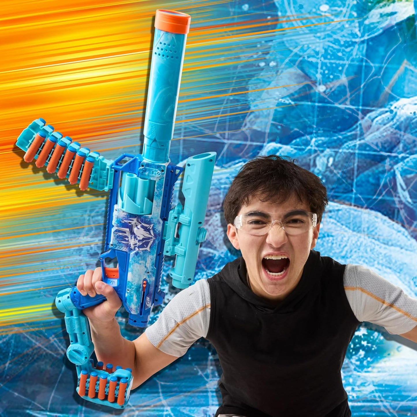 Nerf Loadout FrostFusion Blaster, 4 Interchangeable Attachment Accessories, 30 Nerf N1 Darts