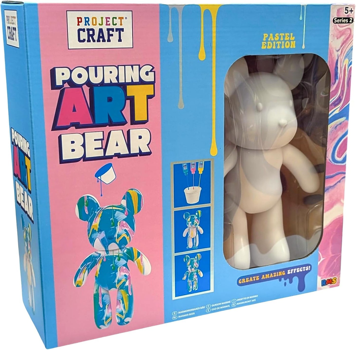 Craft Hub Marble Bear Creative Marble Pouring Kit Design/Paint Your Own Bear Childrens Kids Art & Craft (Pastel Edition)