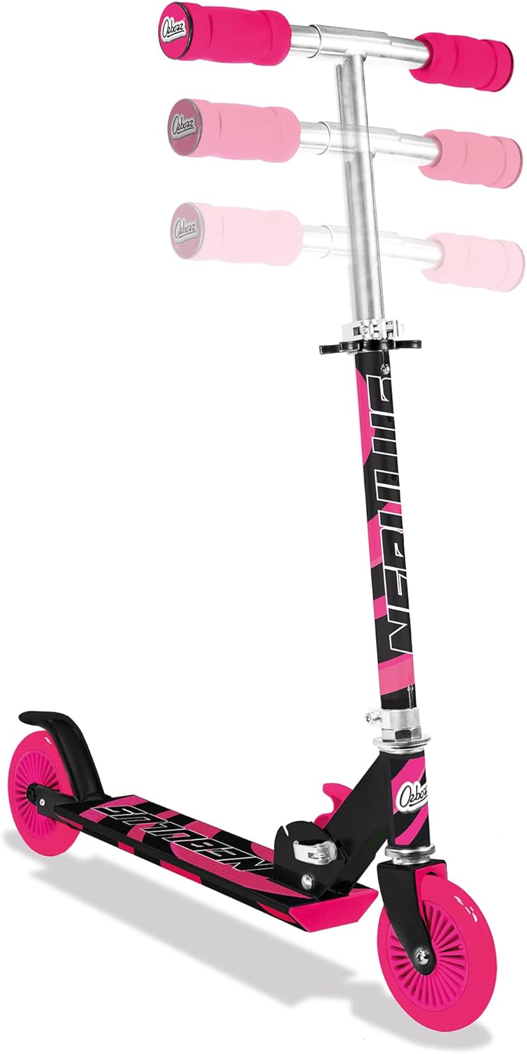 Ozbozz Nebulus Adjustable Scooter: Pink & Black - Kids Two Wheel Scooter