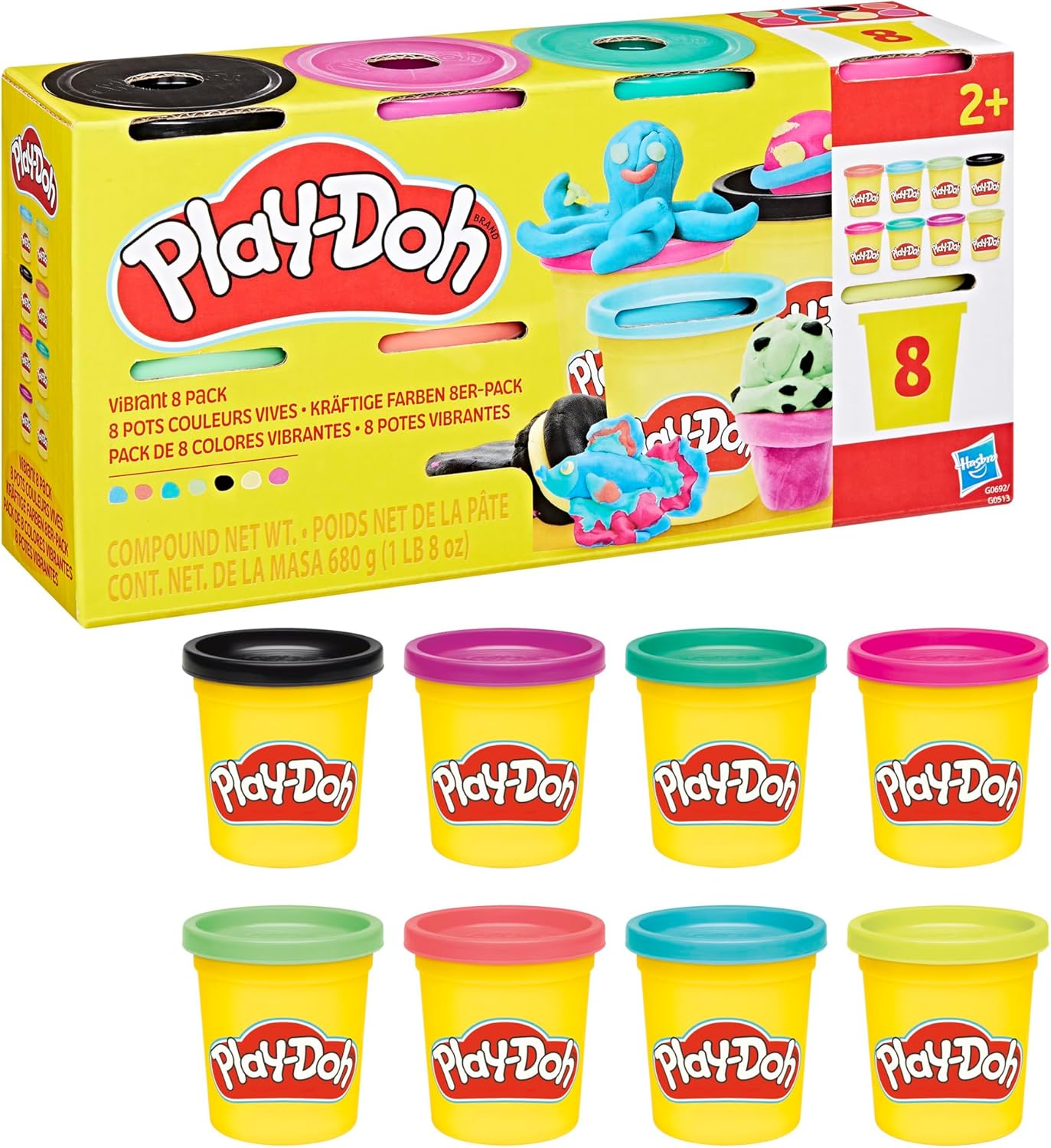 Play-Doh Vibrant Colours Modelling Compound Pack Of 8