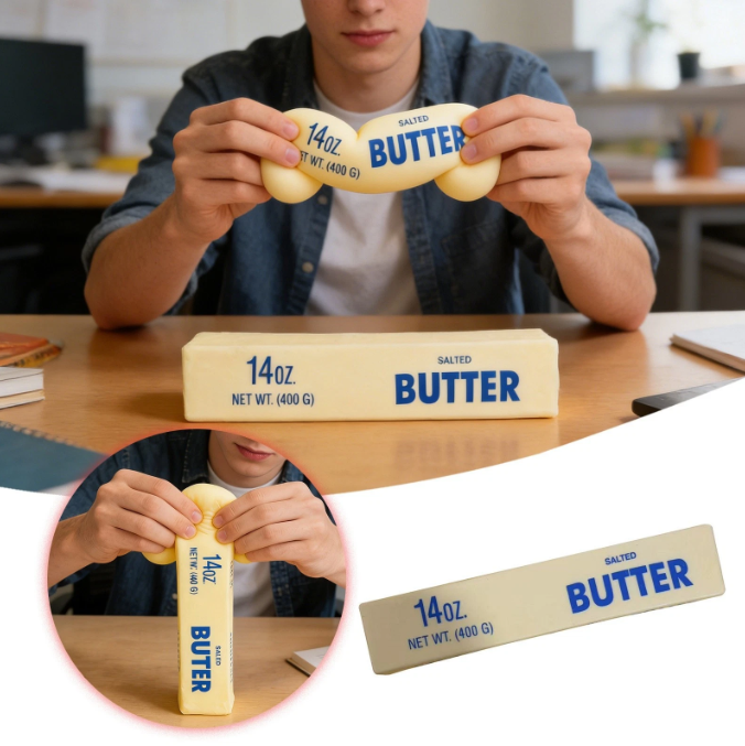 8.5 Inch Butter Squishy, Soft Butter Squishys Stress Relief Toy, Portable Decompression Sensory Toy