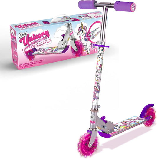 Ozbozz Dreamland Adjustable Light-Up Scooter: Unicorn - Kids Two Wheel Scooter,